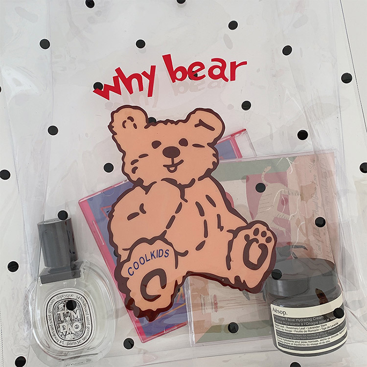 sac fourre-tout en PVC transparent imprimé par carton