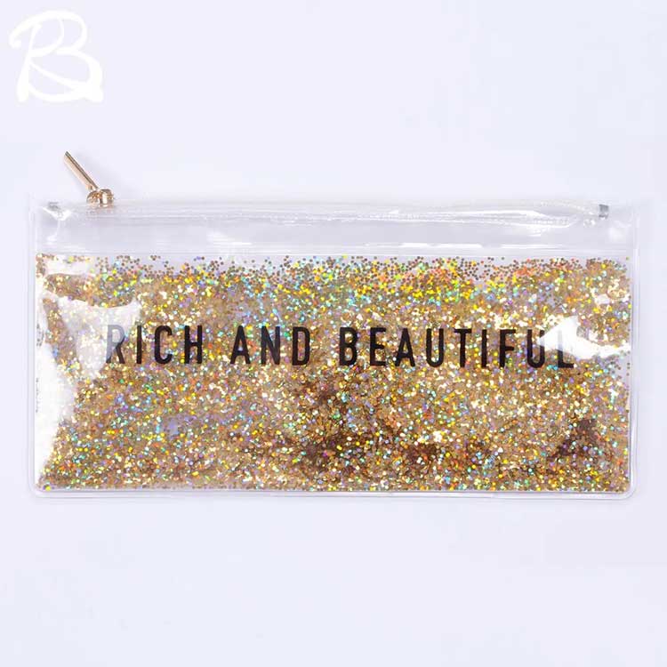 Trousse à crayons transparente EVA avec paillettes à l'intérieur