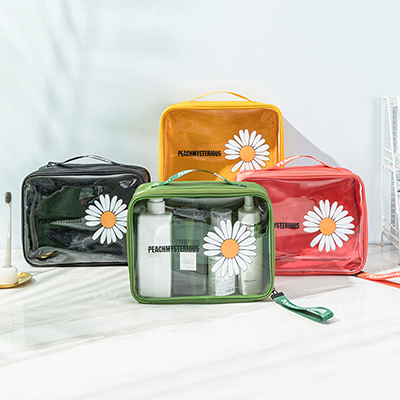 trousse à maquillage à imprimé floral avec poignée
