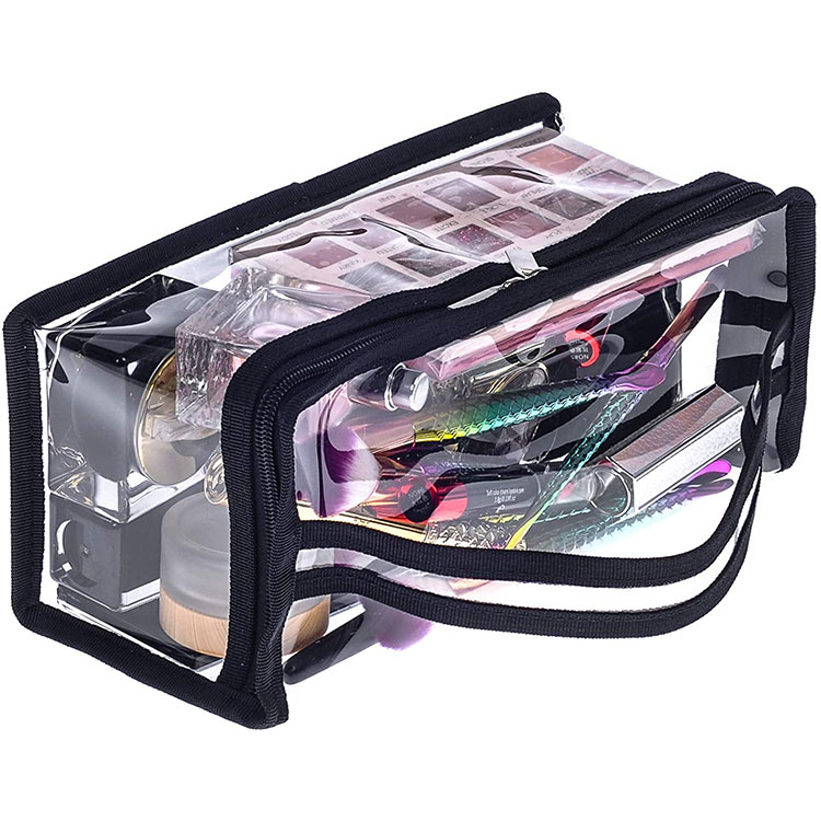 Sac cosmétique transparent en PVC avec poignée