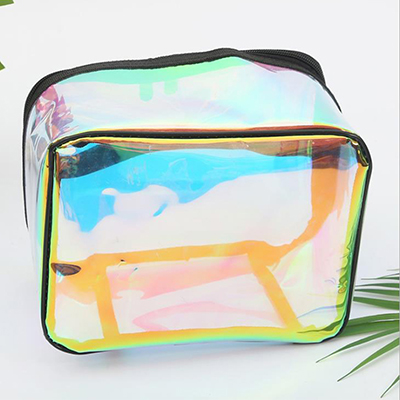 sac holographique transparent de voyage avec poignée